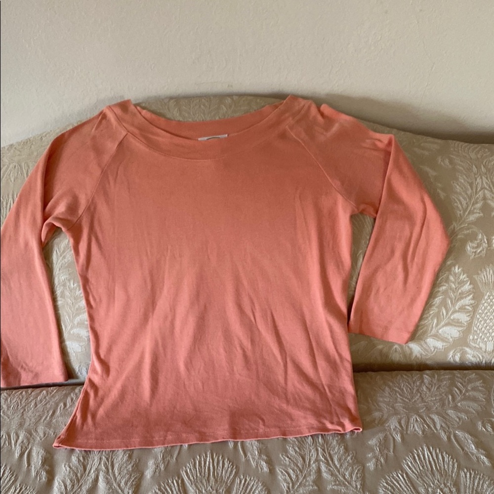 Talbots 100% cotton boat neck peach color 3/4 sleeve top very good condition XL